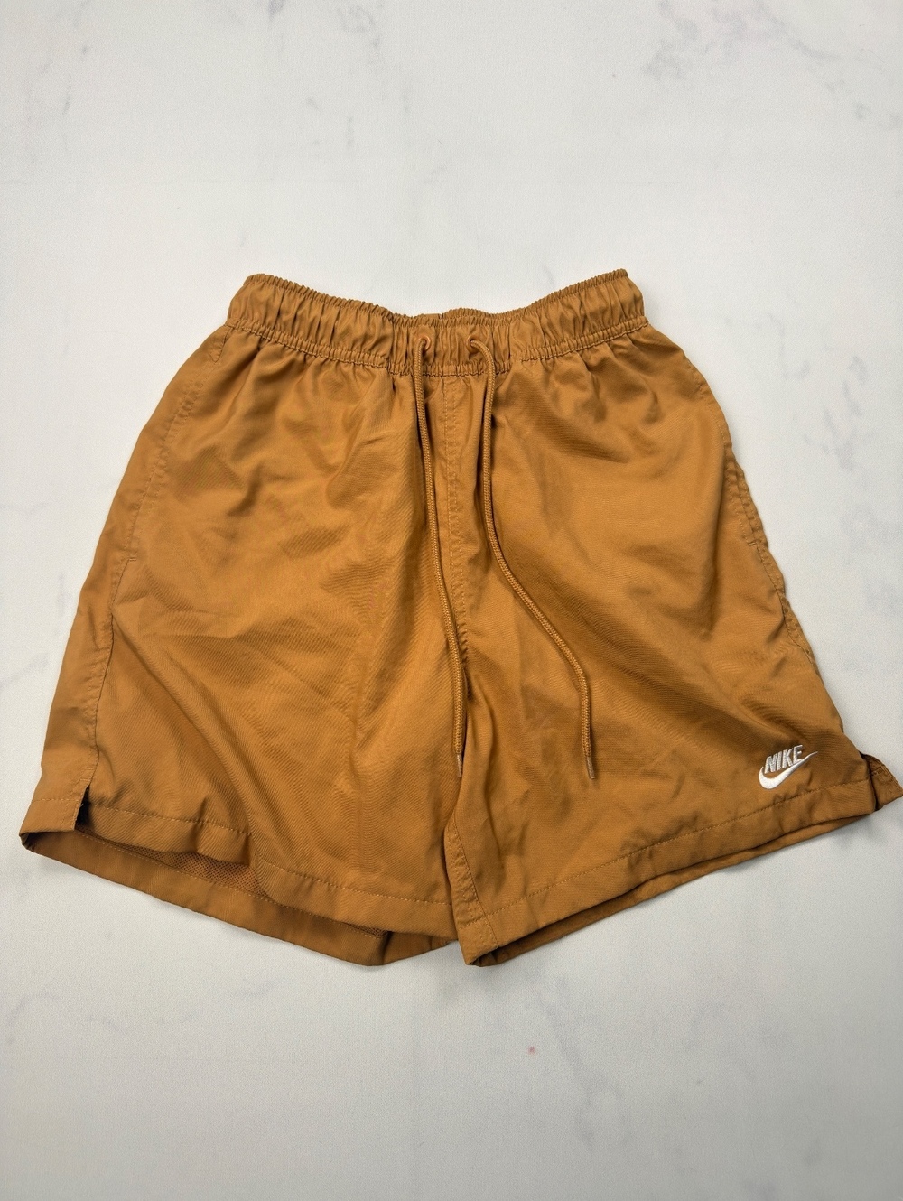 Nike Flow Woven Athletic Shorts Tan 2010s Minimalist - Mens XS